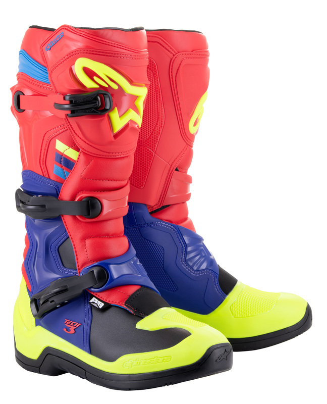 Alpinestars Tech Bright Red Blue Fluo Yel Boots